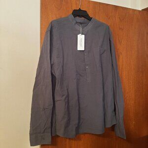 Parklees Men Casual Stretchy Long Sleeve Athletic Tee Tops Dark Gray Size 2XL